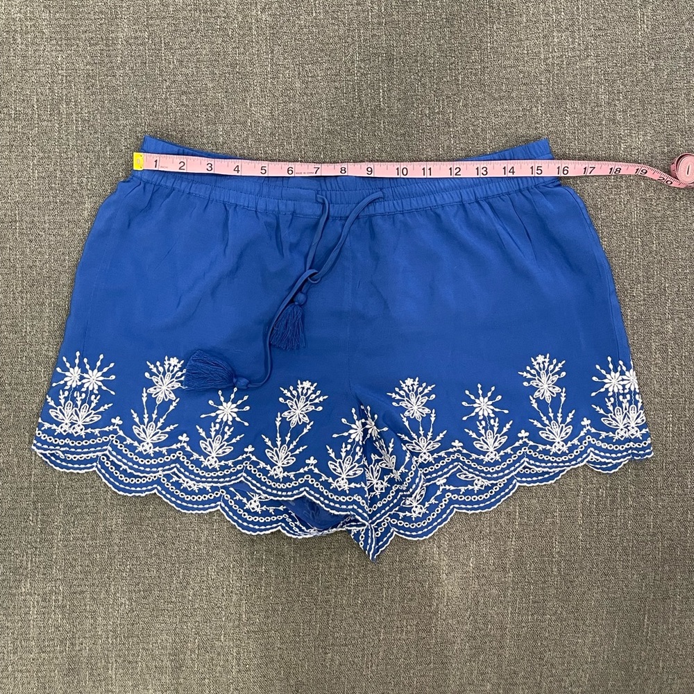 NWT loft royal blue embroidered shorts with drawstring waist - Picture 6 of 8